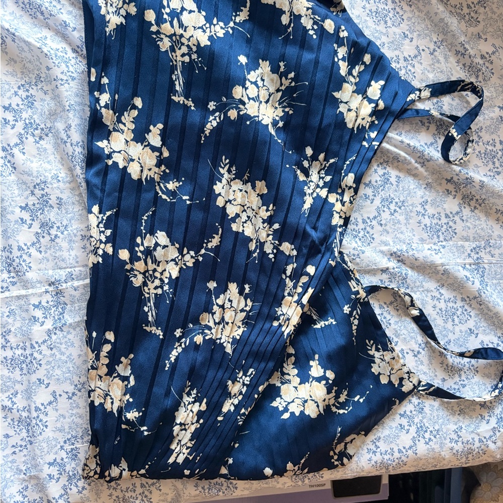 Floral Blue and White Top